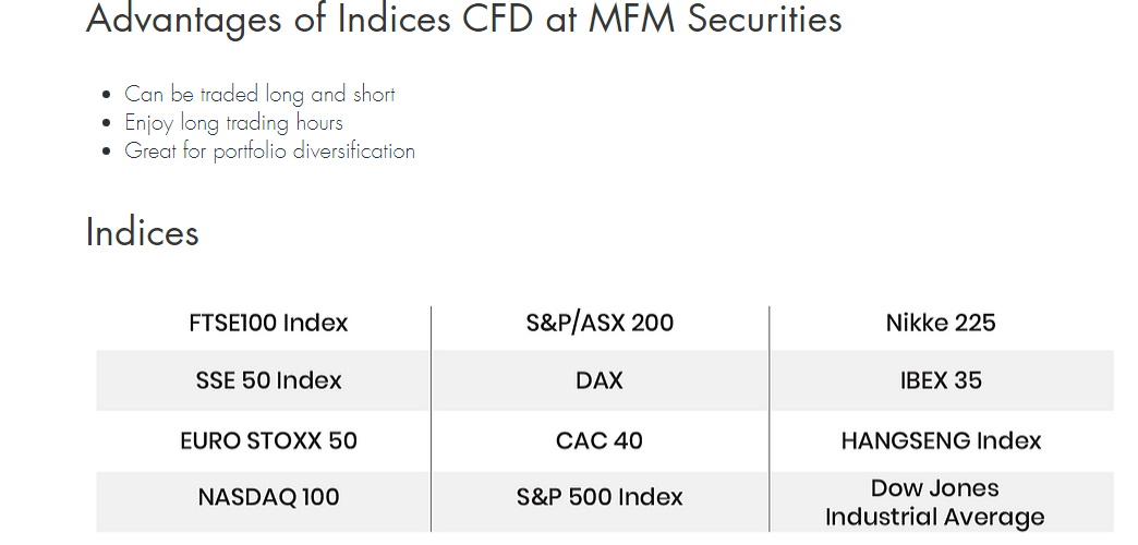 Giao dịch chỉ số với sàn MFM Securities
