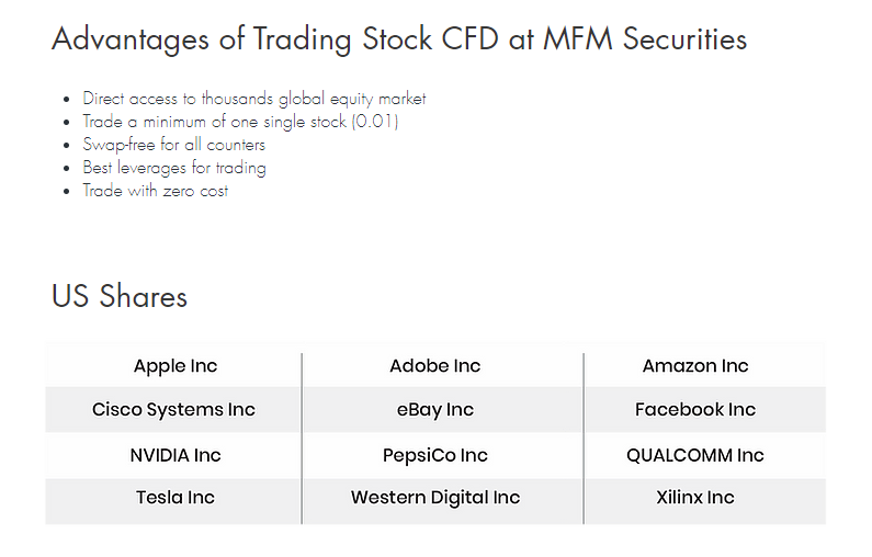 Sản phẩm giao dịch trên sàn MFM Securities