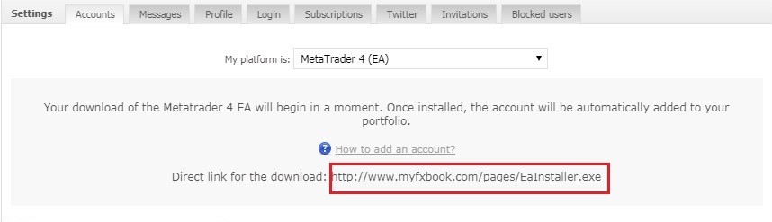 kết nối tài khoản giao dịch MT4/MT5 với MyFxBook bước 1