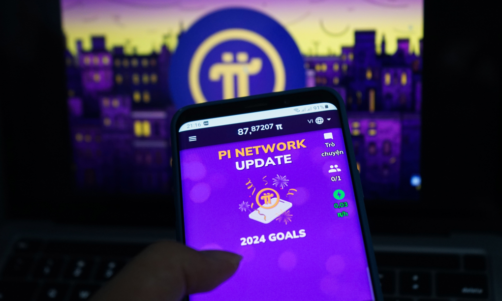 Giao diện ứng dụng Pi Network trên một mẫu smartphone Android. Ảnh: Bảo Lâm